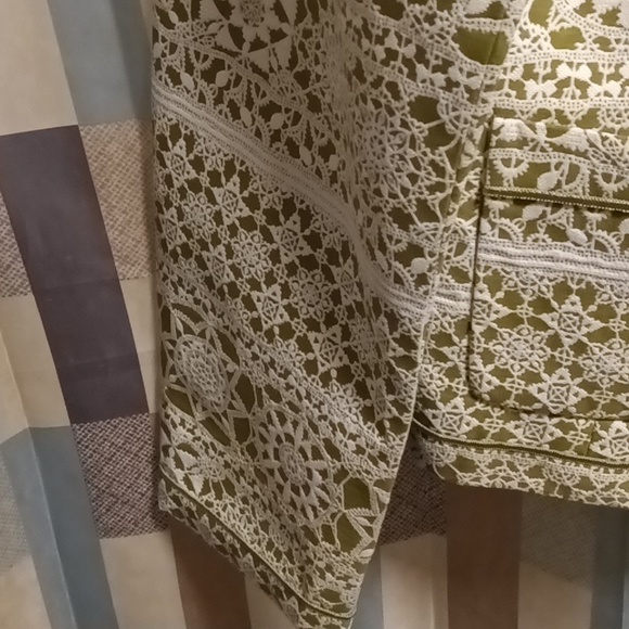 FINAL PRICE NWOT DONCASTER olive/white crocheted/laced designed l/s jacket 16 - Picture 5 of 16